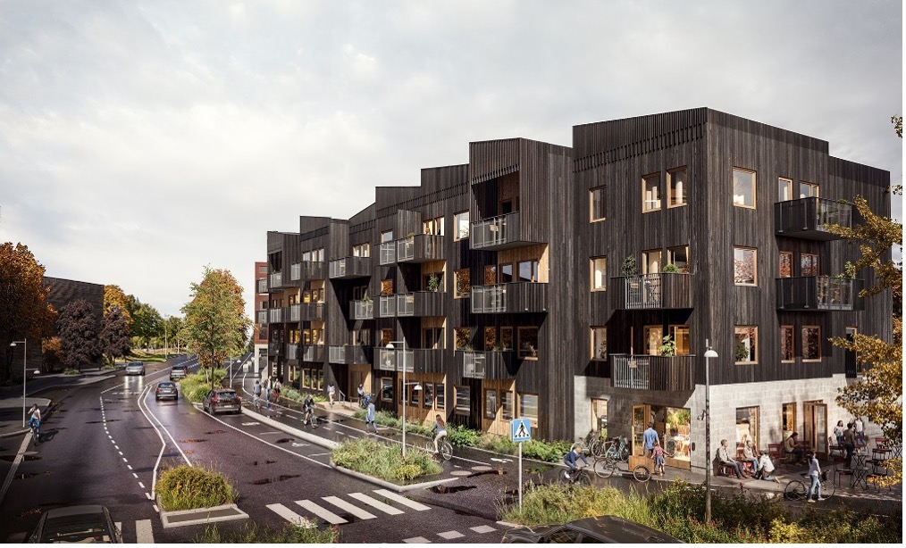 Nyproduktion av bostäder i Pedagogen Park, Mölndal